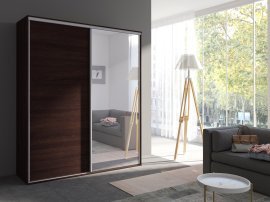 Kleiderschrank mit Schiebetüren mit Spiegel Grande 204 cm - Eiche Sonoma Schokolade