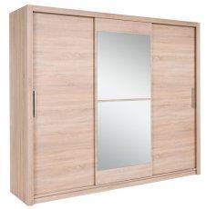 Kleiderschrank mit Schiebetüren mit Spiegel Mistral 250 cm - Eiche Sonoma