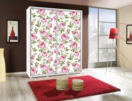 Kleiderschrank mit Schiebetüren mit Grafik Blumen 2 Penelopa 155 cm - weiß