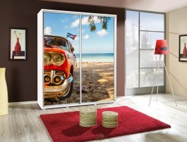 Kleiderschrank mit Schiebetüren mit Grafik Art 3 Penelopa 155 cm - weiß