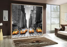 Kleiderschrank mit Schiebetüren mit Grafik Taxi 2 Penelopa 205 cm - Eiche Riviera