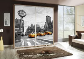 Kleiderschrank mit Schiebetüren mit Grafik Taxi 1 Penelopa 205 cm - Eiche Riviera