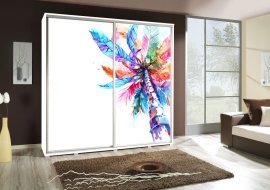 Kleiderschrank mit Schiebetüren mit Grafik Palma 1 Penelopa 205 cm - weiß