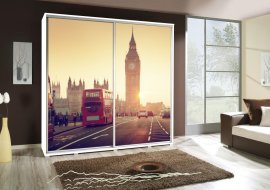 Kleiderschrank mit Schiebetüren mit Grafik London 1a Penelopa 205 cm - weiß