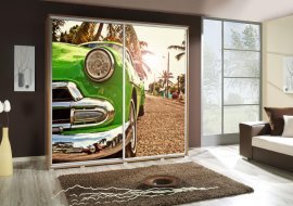 Kleiderschrank mit Schiebetüren mit Grafik Auto 2 Penelopa 205 cm - Eiche Riviera