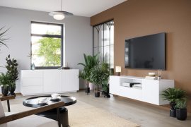 Wohnwand und Schlafzimmer Asha – Weiß