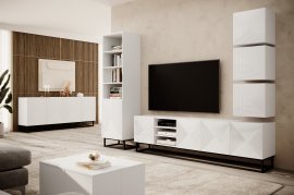 Wohnwand und Schlafzimmer Asha – Weiß Hochglanz