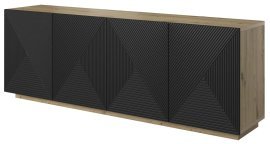 Kommode auf Sockel Asha 200 4D – Schwarz/Eiche Artisan