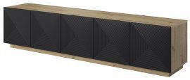 TV-Kommode auf Sockel Asha 200 5D – Schwarz/Eiche Artisan