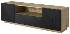 TV-Kommode auf Sockel Asha 167 2D1SZ – Schwarz/Eiche Artisan
