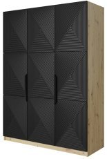 Kleiderschrank auf Sockel Asha 150 3D – Schwarz/Eiche Artisan