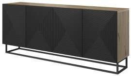 Kommode mit Metallrahmen Asha 200 4D – Schwarz/Eiche Artisan