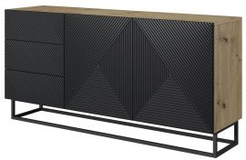 Kommode mit Metallrahmen Asha 167 2T3S – Schwarz/Eiche Artisan