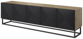 TV-Kommode mit Metallgestell Asha 200 5D – Schwarz/Eiche Artisan