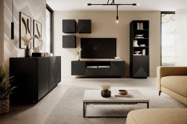 Wohnwand und Schlafzimmer Asha – Schwarz
