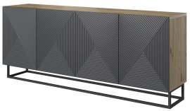 Kommode mit Metallrahmen Asha 200 4D – River Stone/Eiche Artisan