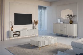 Wohn- und Schlafzimmer Vesper – Kaschmirfarben, auf goldenen Beinen