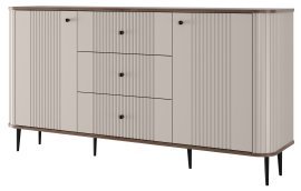 Kommode Vesper 160 2T3S – Kaschmir/Walnuss, auf schwarzen Beinen