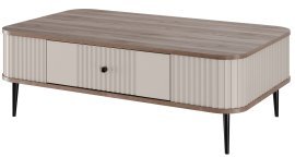 Couchtisch Vesper 100 – Kaschmir/Walnuss, mit schwarzen Beinen