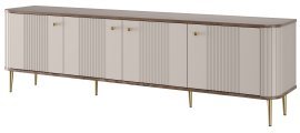 TV-Kommode Vesper 187 4D – Kaschmir/Walnuss, auf goldfarbenen Beinen