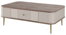 Couchtisch Vesper 100 – Kaschmir/Walnuss, mit goldfarbenen Beinen