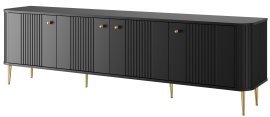 TV-Kommode Vesper 187 4D – Schwarz mit goldfarbenen Beinen