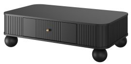 Couchtisch Vesper 100 – schwarz, mit runden Beinen und goldfarbenen Griffen