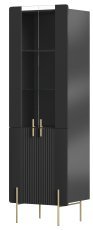 Vitrine Malmi 60 4D – Schwarz mit goldfarbenen Beinen