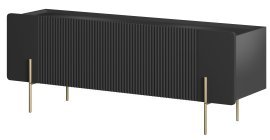 TV-Kommode Malmi 150 2T1S – schwarz, mit goldfarbenen Beinen