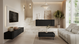 Wohnwand und Schlafzimmer Malmi – Schwarz, schwarzes Dekor