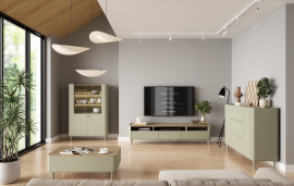 Wohn- und Schlafzimmer Elivo mit Beinen – Eukalyptus/Baltic-Dune-Eiche