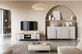 Wohn- und Schlafzimmer Amilio mit Beinen – Kaschmir/geölte Eiche