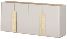 Kommode Amilio 200 4D – Kaschmir/Eiche geölt/Griffe in heller Eiche