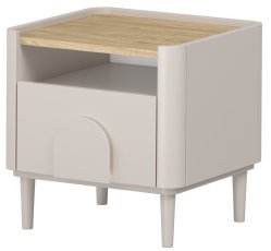 Nachttisch Amilio mit Beinen – Kaschmir/Eiche geölt/Griffe in Kaschmir