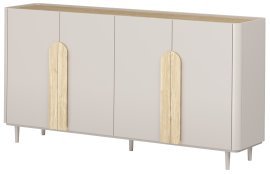 Kommode Amilio 200 4D mit Beinen – Kaschmir / geölte Eiche / Griffe in heller Eiche