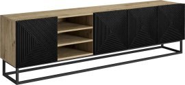 TV-Kommode mit Regalen Asha 200 5D (Metallrahmen) – Schwarz/Eiche Artisan