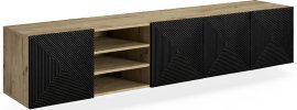 Wand-TV-Kommode mit Regalen Asha 200 5D – Schwarz / Eiche Artisan