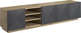 TV-Kommode mit Sockel und Regalböden Asha 200 5D – River Stone / Eiche Artisan