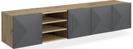 Wand-TV-Kommode mit Regalen Asha 200 5D – River Stone/Eiche Artisan