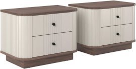 Nachtkästchen-Set Vesper mit Sockel – Kaschmir/Nussbaum