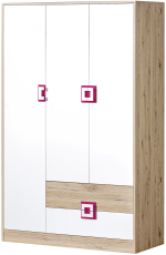 Kleiderschrank Nico 3 – Eiche/Rosa