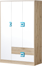Kleiderschrank Nico 3 – Eiche/Türkis