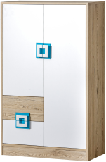 Hohe Kommode Nico 7 – Eiche/Türkis