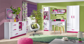 Kinderzimmer Trafiko – Weiß/Rosa