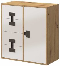 Kommode Index 07 – Weiß Hochglanz/Eiche Artisan